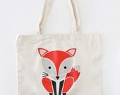 Red Fox Tote Bag, Woodland, Reusable Bag, Eco Friendly