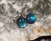 Blue Paua Shell Stud Earrings Earings Titanium Posts and Clutches Handmade in Newfoundland 6mm Round Hypo Allergenic