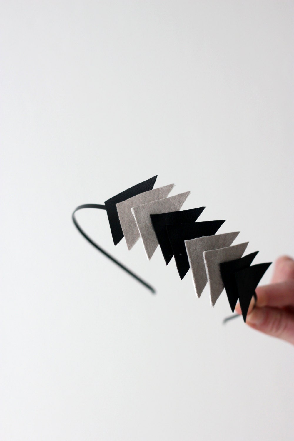 Geometric headband, arrow headband - leather hair accessory, triangle headband