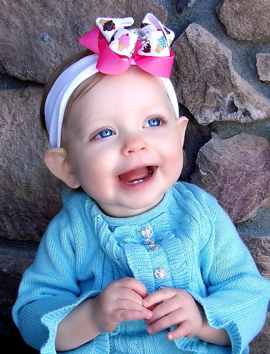 Hot Pink Ice Cream Layered Boutique Bow