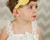 Yellow Rhinestone Shabby Flower Elastic Chevron Headband