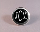 Silver Typewriter Key Tie Tack - Monogram Initials- Great Gift for Groom, Groomsmen, Wedding - Silver or Antique Bronze Finish