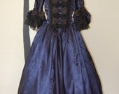 Blue Steampunk Marie Antoinette rococo Goth Victorian inspired costume dress size large