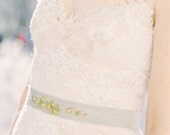 Dahlia Belt: Velvet belt with gold floral detail and pearls, made to order.