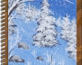 ACEO North Carolina Winter Snowy Pine Trees Original Miniature Landscape Painting