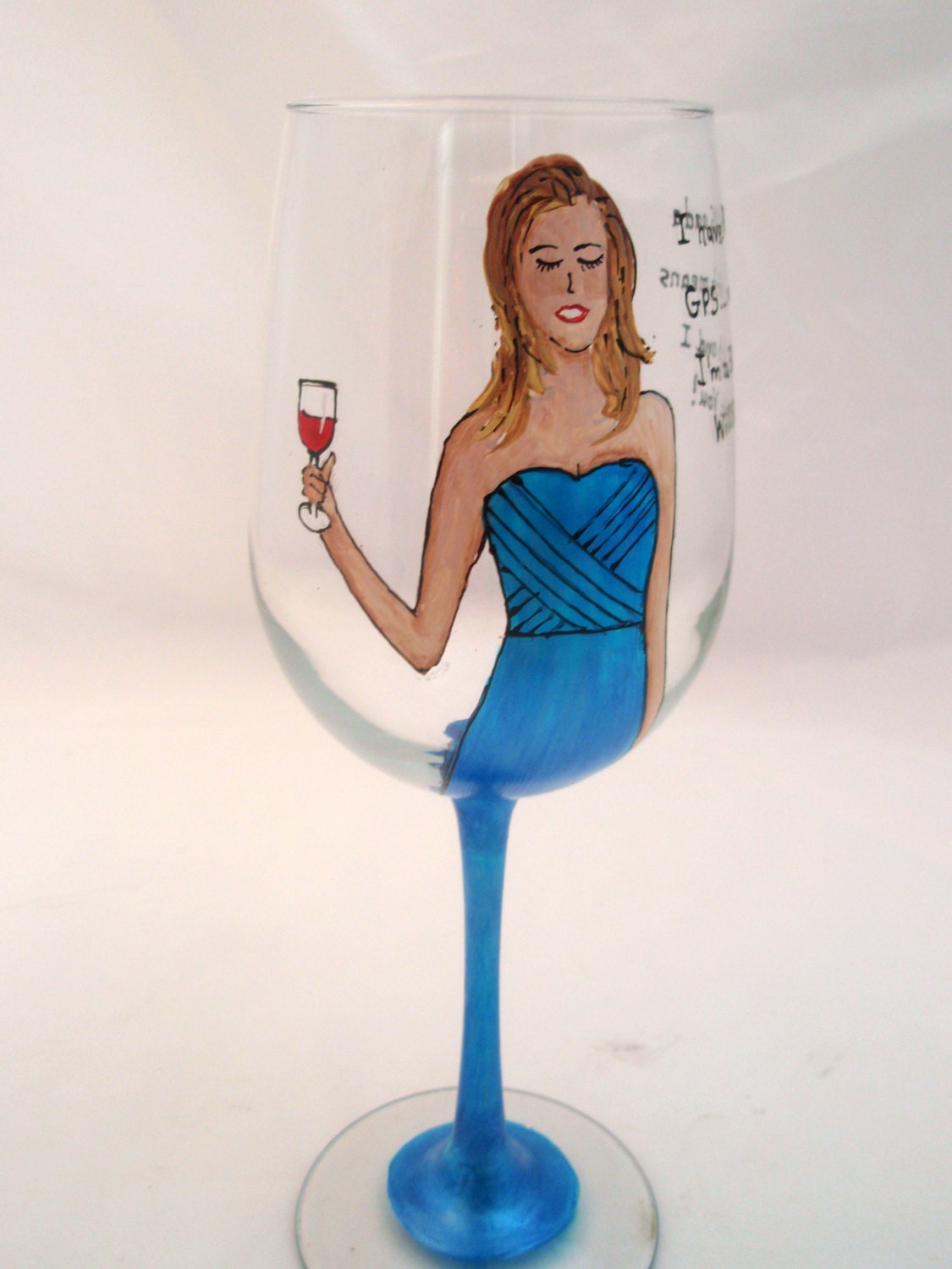 Personalized Wine Glass Funny Quote Diva Cornflower Blue