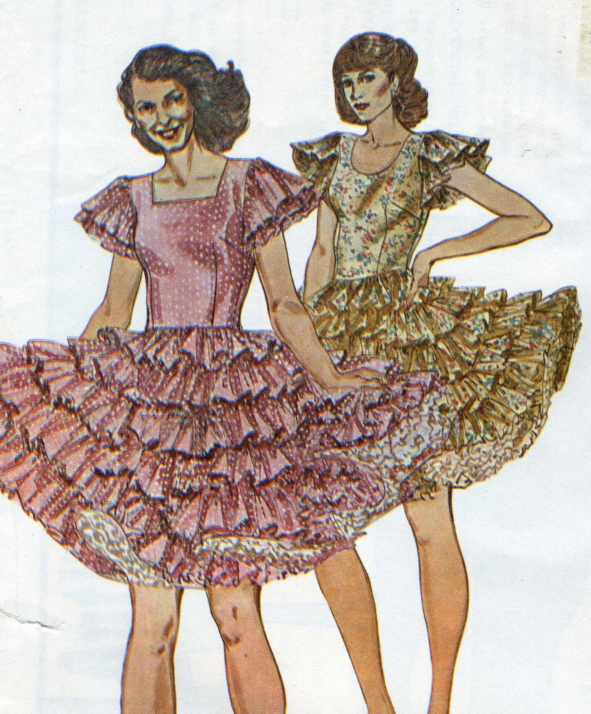 Vintage Authentic Western 310 CUT/Complete Ladies Square Dance Dress Sewing Pattern -Sizes 5-10