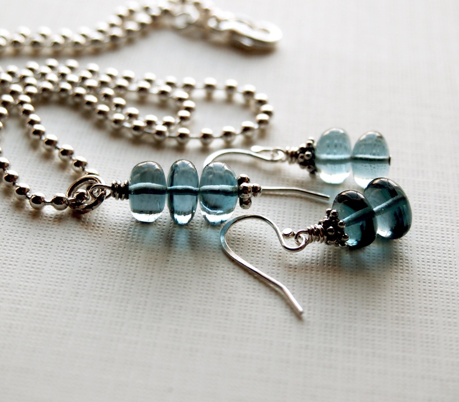 London Blue Topaz Sterling Silver Necklace Earring Set