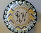 Chevron Monogram Retractable ID Badge Reel  - RN
