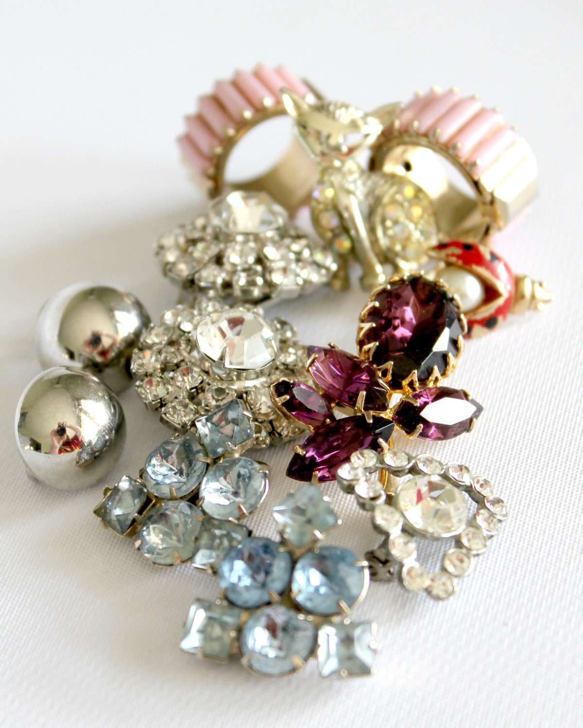 Vintage Costume Jewelry Destash Rhinestone Misc.
