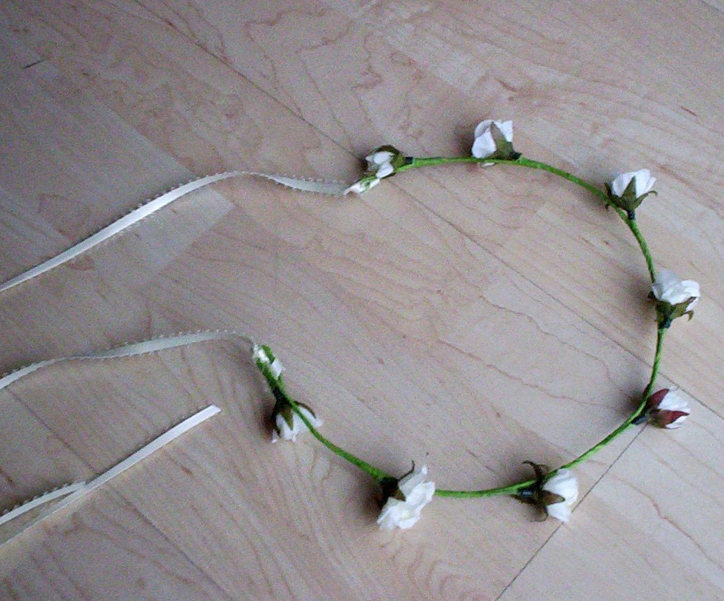 Simple Wedding Hair Wreath Country Bride rose Flower crown -RoseMarie- Wedding accessories white ivory bridal flower crown flower girl halo