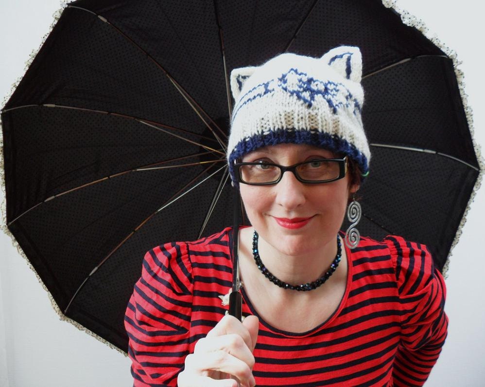 Sailor Kitty Cat Hat - Off white knitted beanie with cat ears