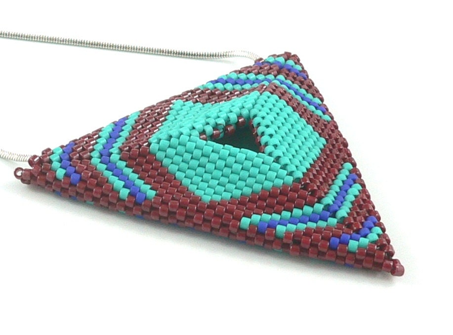 Geometrica reversible beaded triangle pendant with snake chain