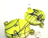 Lime Green Earrings  Olivine Swarovski Crystal Accents