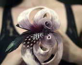 Purple and Cream Felt Headband with Feather Accents - Helix Series - Made to Order