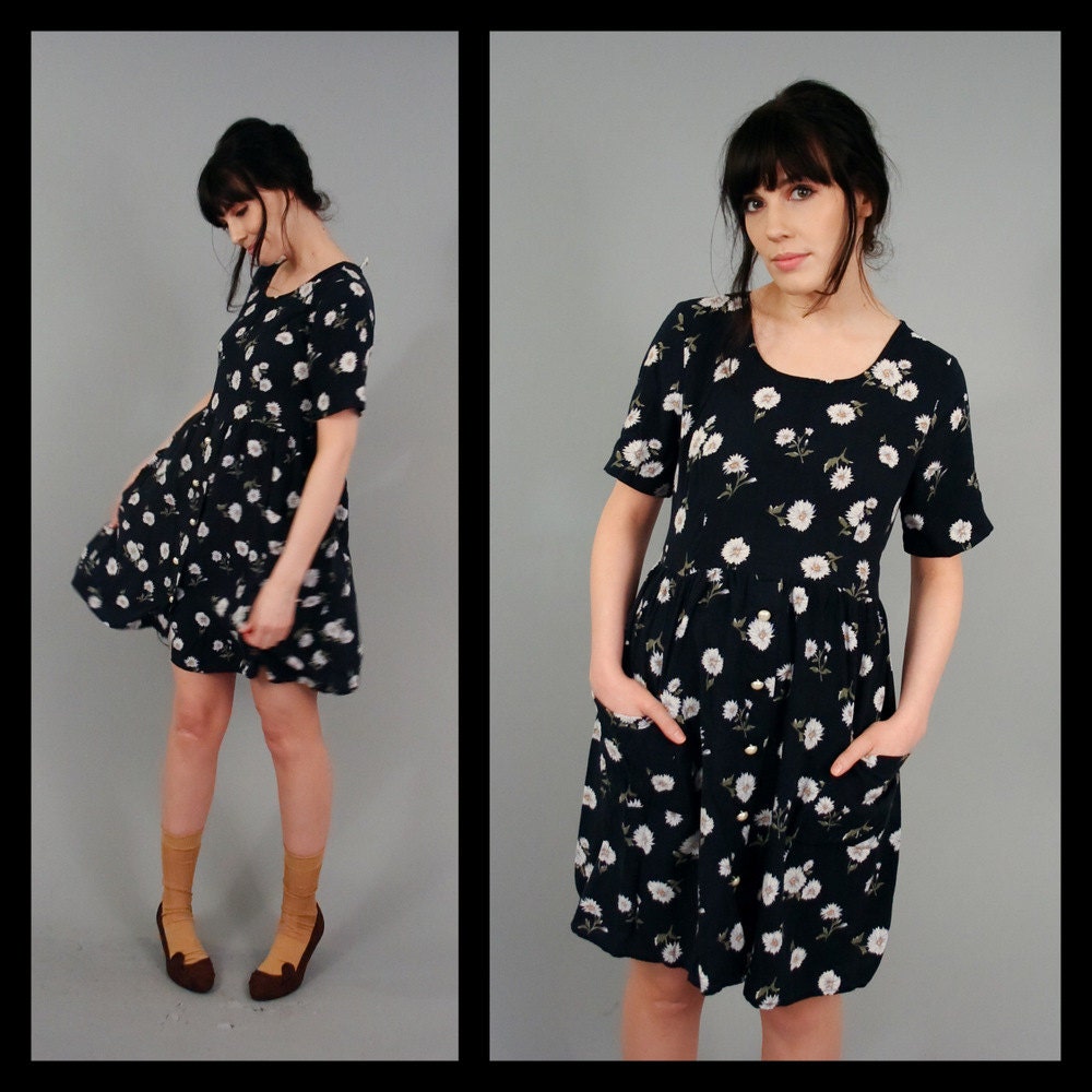Vintage 90s Floral Revival Mini Dress (M)