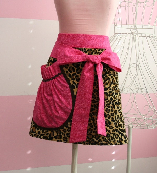 Towel Apron - Pink & Brown Leopard