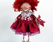Handmade Whimsical Holiday Folk Art Doll Vintage Inspired Collectible - Betty Bouffant