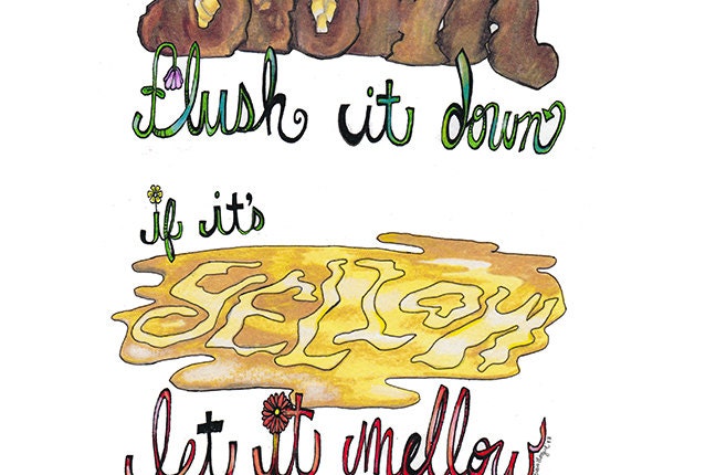 If it's Brown Flush it Down, if it's Yellow Let it Mellow Water Conservation Bathroom Art Sign