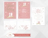 Printable Wedding Invitation Package - Rose Calligraphy