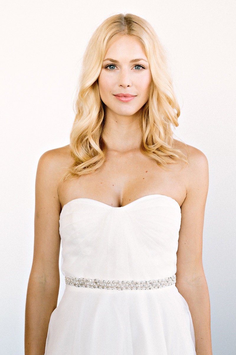 LOVELY Sash- bridal belt, pearl and rhinestone, wedding dress sash