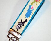 Key FOB / KeyChain / Wristlet  - Cutie Hippos on Blue