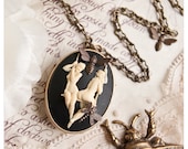 electra and iphigenia - brass locket w/unusual trapeze twins cameo - solid perfume or cologne - over 60 natural aroma options