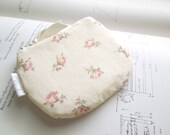 Buttercream and Pink Cottage Rosebuds Coin Purse Small Zipper Pouch