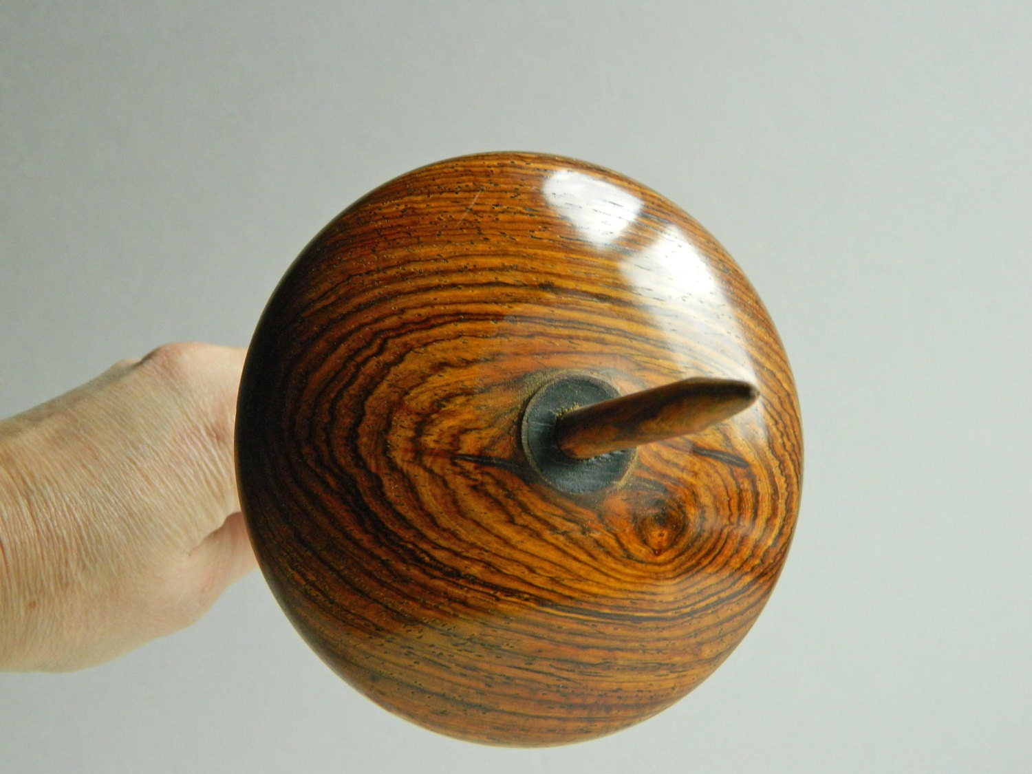 Drop spindle, Cocobola wood, Bottom Whorl, Hand turned, Woodturning, woodwork, spinning tool
