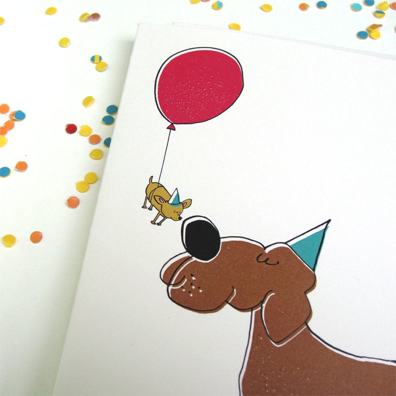 Chihuahua and Great Dane Birthday Greeting Card Set