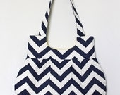 Chevron Navy and Lemon Ice Shoulder Bag or Purse