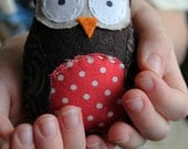 Hand Stitched Pocket Owlie Softie in Red