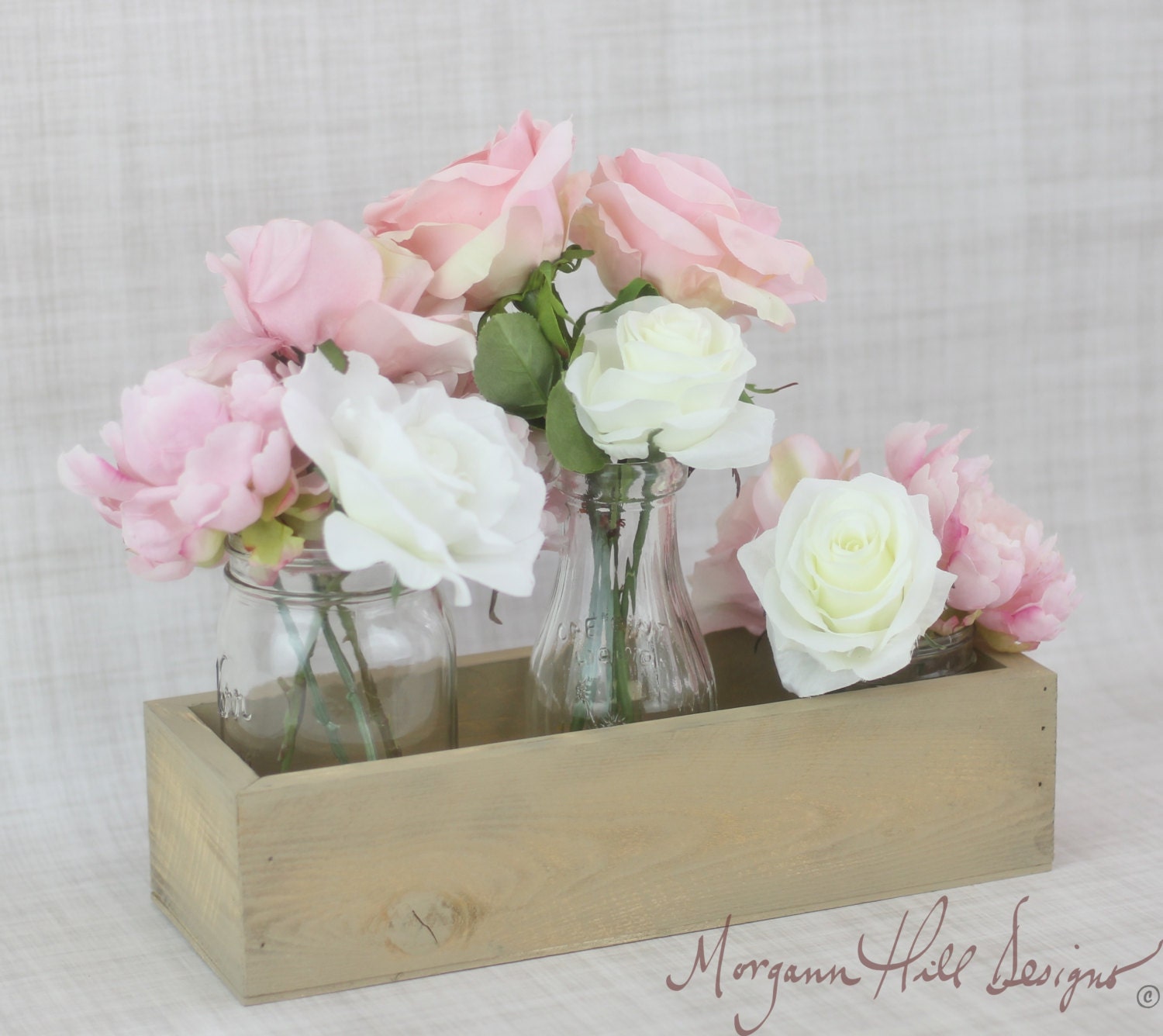 Rustic Wedding Planter Box Vase Centerpiece Country Wedding Barn Chic (Item Number 130060)