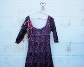 Brown and Rose Lace Upcycled Dress/Wearable Art/Rocker Dress