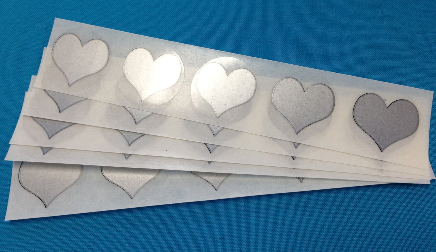 50 Silver 1 inch Heart scratch off labels Plain stickers for games and promotions
