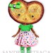 Eldrida - articulated Paper Doll 9.1 inches - cookie pastels puppet green pink  wonderland tea party ooak cookie doll