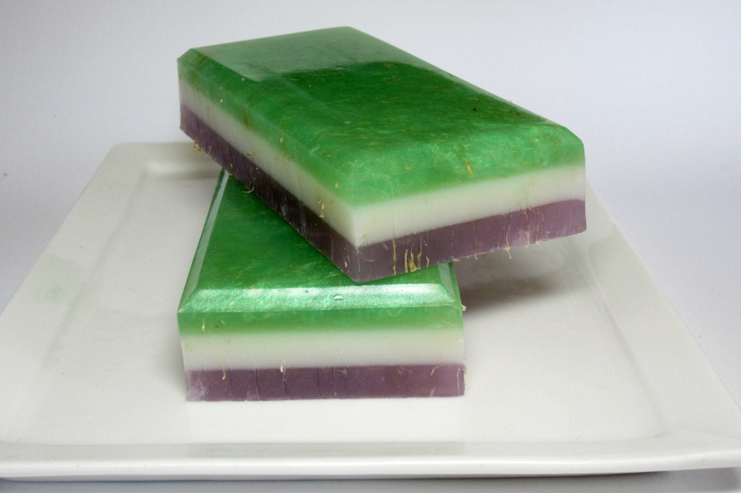 Soap - Lavender, Jasmine and Fir Pine Shredded Loofah Soap Bar - Natural Glycerin Soap, Relaxing