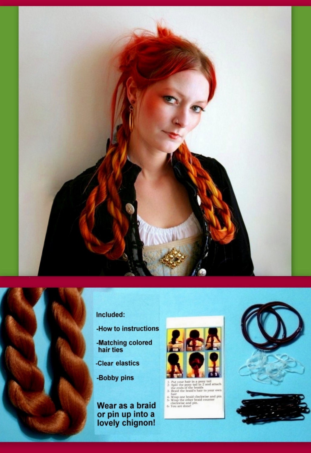 steampunk pirate hair extensions piece reenactment Costume Twist Custom hair extension hairpiece belly dance fall accessory Bellydance