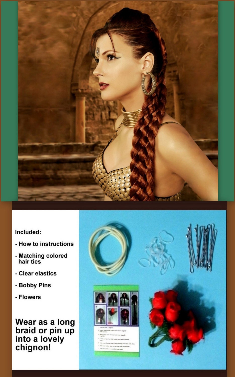 Renaissance wedding hair accessory SCA Medieval renaissance costume wig long Braid plait Hair extension braided plaited custom wig garb