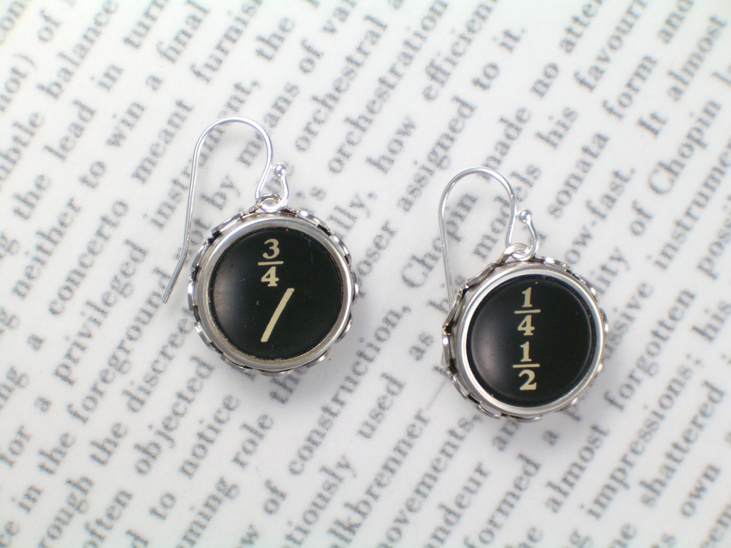 Typewriter Earrings With Fractions - Typewriter Key Jewelry From Haute Keys