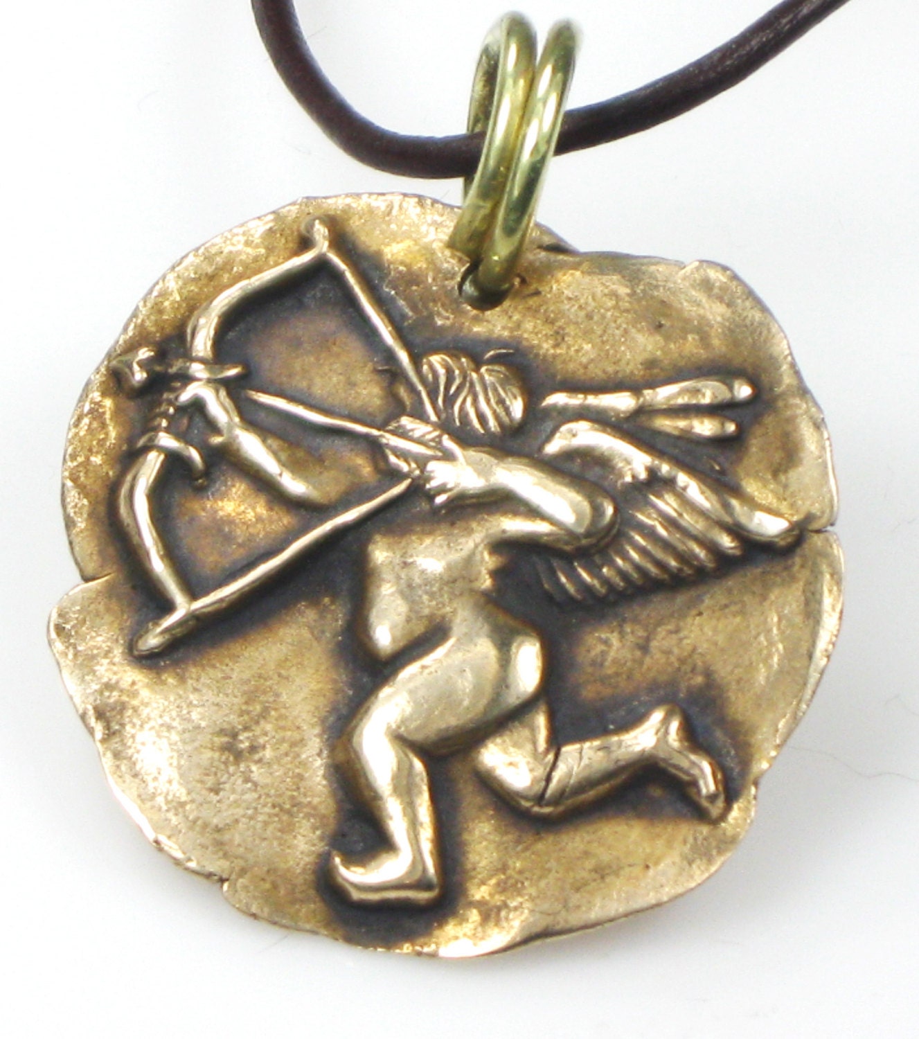 Cupid's Arrow Kiln Fired Bronze Key Ring Charm or Necklace
