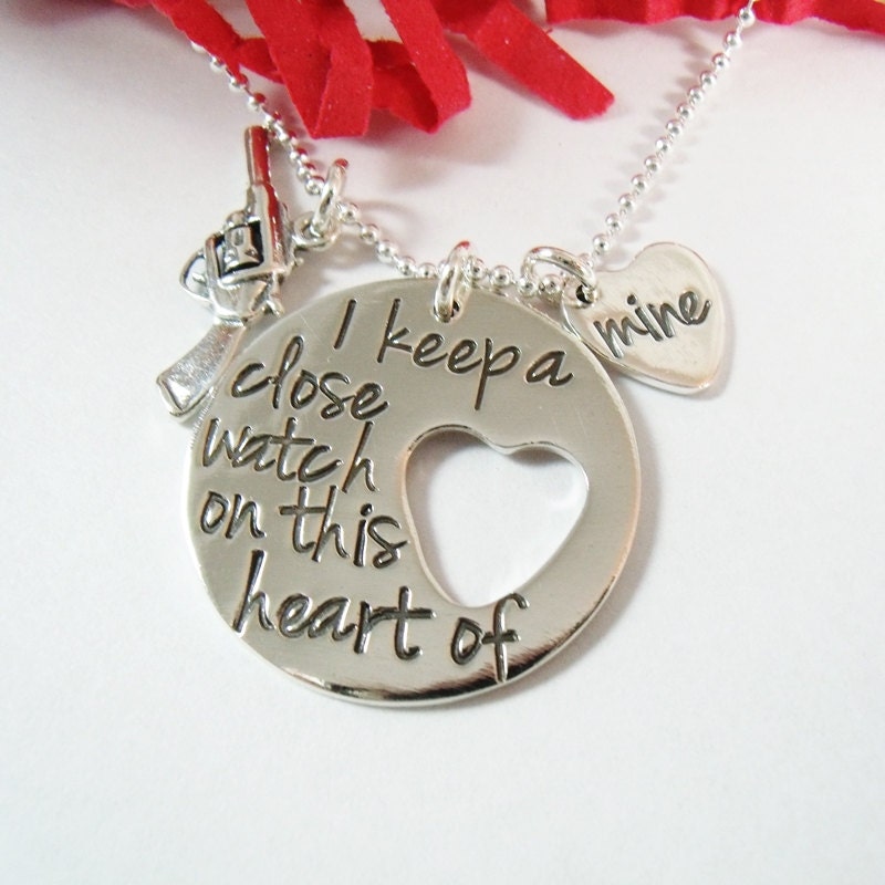 SALE -I Keep a Close Watch on this Heart of Mine Necklace - Hand Stamped Sterling Silver