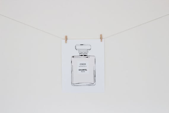 Chanel Coco Mademoiselle Perfume Bottle Fashion Illustration Print