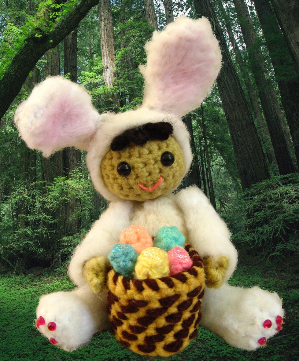 Amigurumi easter bunny costumed doll crochet pattern PDF handmade easter decor DIY tutorial