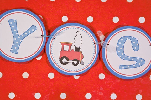 Train Themed BABY SHOWER Banner - Train Baby Shower Decorations in Red and Blue Il_570xn