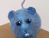 Chip Paper Mache sculpture w secret compartment blue rat mouse Surreal Fantasy art
