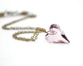 Lavender Pendant, Light Purple, Swarovski Heart, February Birthday, Violet, Lilac, Valentines Day, Antiqued Brass, Gift For Her Under 30 - CCARIA
