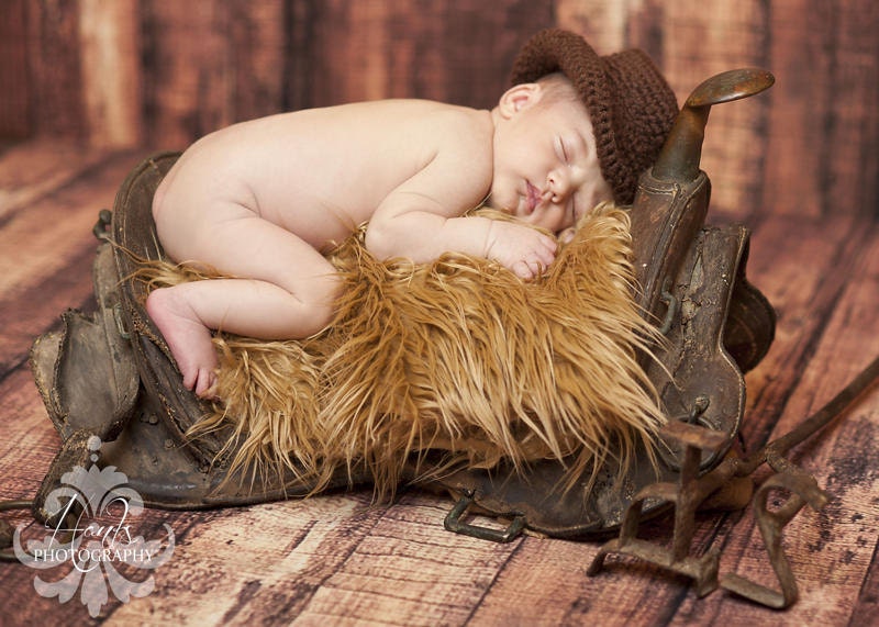 Newborn Crochet Cowboy Hat Boy or Girl, available in 36 custom colors, new baby photography prop