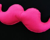 Bright Pink Large Plush Moustache Cushion/Pillow Movember Felt Toy Man