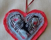 ECO hanging HEART with Liberty of London fabric by FAIRYTALE13 - your choice of colour - pink, red, blue/grey.